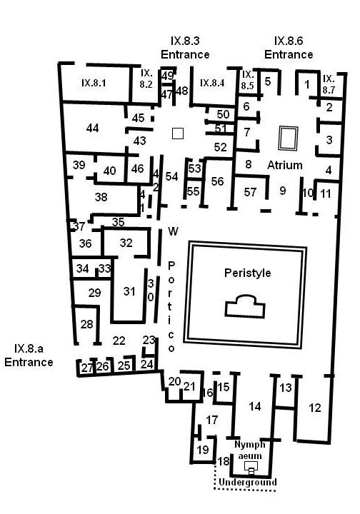 IX.8.6.3.a Pompeii. Casa del Centenario or House of the Centenary
or Domus A Rustii Veri e Tiberius Claudi Veri
Room Plan